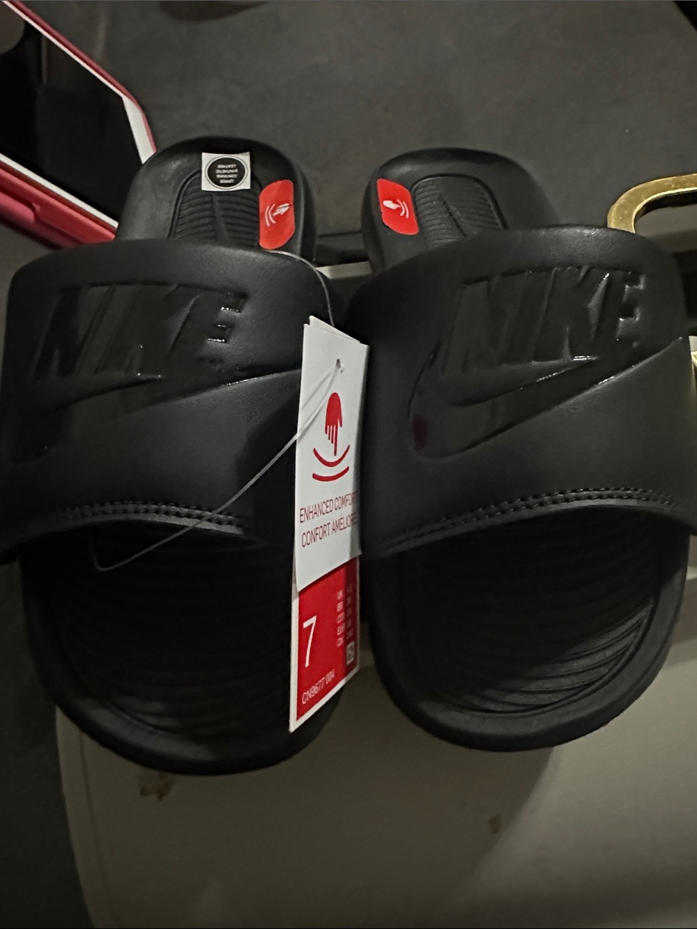 Nike Black Slide Sandals with Embossed Logo